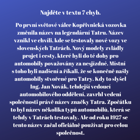 Tatra oprav chyby